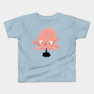 Cute pink baby octopus cartoon humour Kids T-Shirt